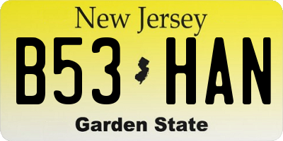 NJ license plate B53HAN