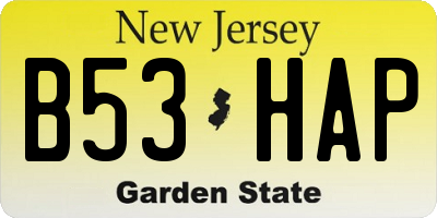 NJ license plate B53HAP