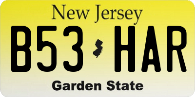 NJ license plate B53HAR