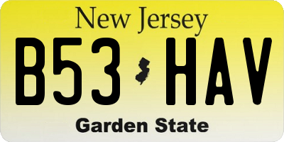 NJ license plate B53HAV