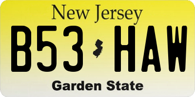 NJ license plate B53HAW