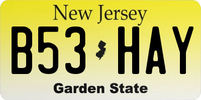 NJ license plate B53HAY