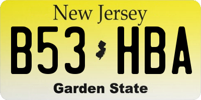 NJ license plate B53HBA