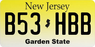 NJ license plate B53HBB
