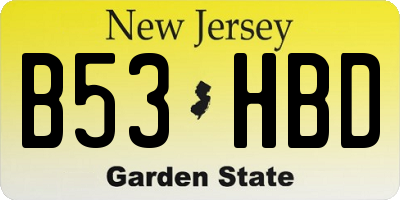 NJ license plate B53HBD