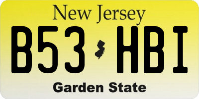 NJ license plate B53HBI