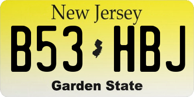 NJ license plate B53HBJ