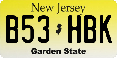 NJ license plate B53HBK