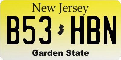 NJ license plate B53HBN