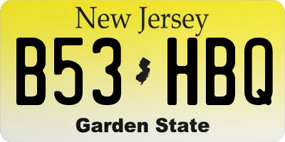 NJ license plate B53HBQ
