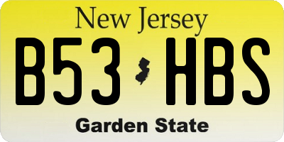 NJ license plate B53HBS