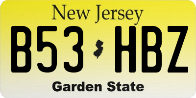 NJ license plate B53HBZ