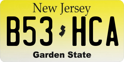 NJ license plate B53HCA