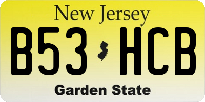 NJ license plate B53HCB