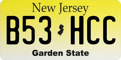 NJ license plate B53HCC