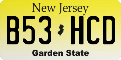 NJ license plate B53HCD