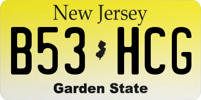 NJ license plate B53HCG