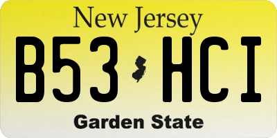 NJ license plate B53HCI