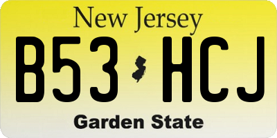 NJ license plate B53HCJ