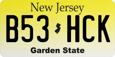 NJ license plate B53HCK