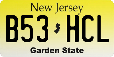 NJ license plate B53HCL