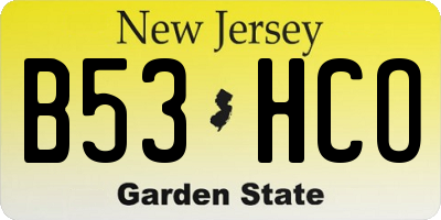 NJ license plate B53HCO