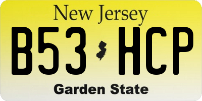 NJ license plate B53HCP