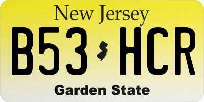 NJ license plate B53HCR