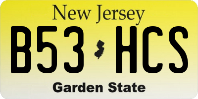 NJ license plate B53HCS