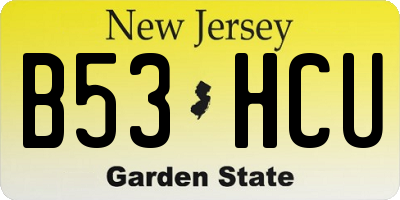 NJ license plate B53HCU