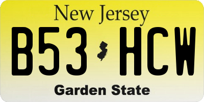 NJ license plate B53HCW