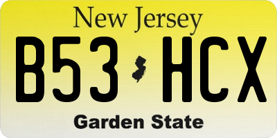 NJ license plate B53HCX