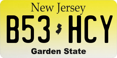 NJ license plate B53HCY
