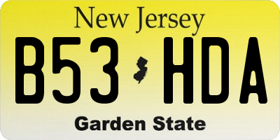NJ license plate B53HDA