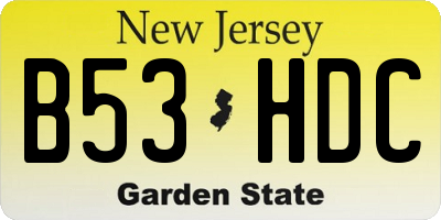 NJ license plate B53HDC