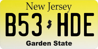 NJ license plate B53HDE