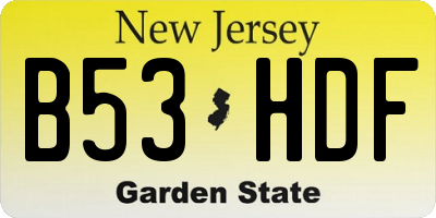NJ license plate B53HDF