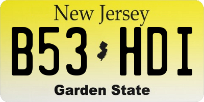 NJ license plate B53HDI