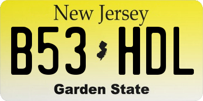 NJ license plate B53HDL