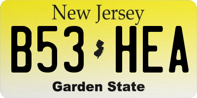 NJ license plate B53HEA
