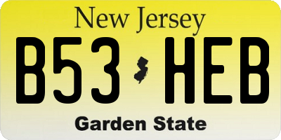 NJ license plate B53HEB
