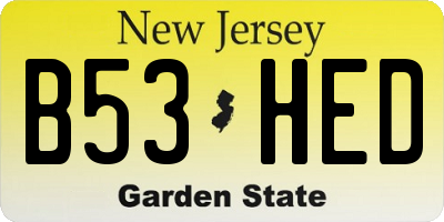 NJ license plate B53HED