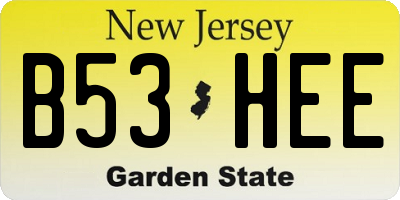 NJ license plate B53HEE