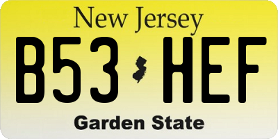NJ license plate B53HEF