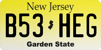 NJ license plate B53HEG