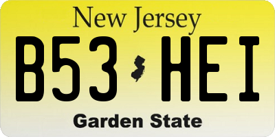 NJ license plate B53HEI