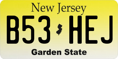 NJ license plate B53HEJ