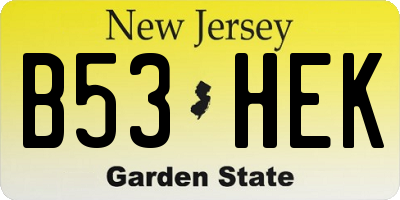 NJ license plate B53HEK