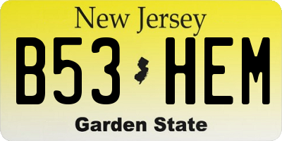 NJ license plate B53HEM