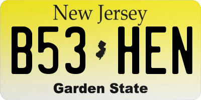 NJ license plate B53HEN